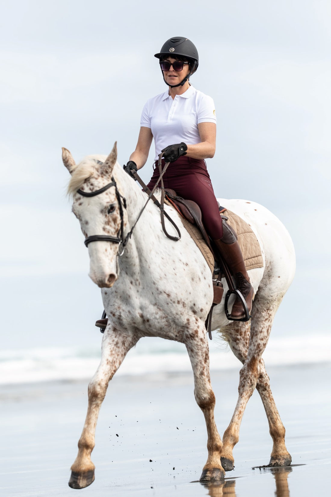 White Competition Full Seat Riding Leggings Bohemian Sock – Equine