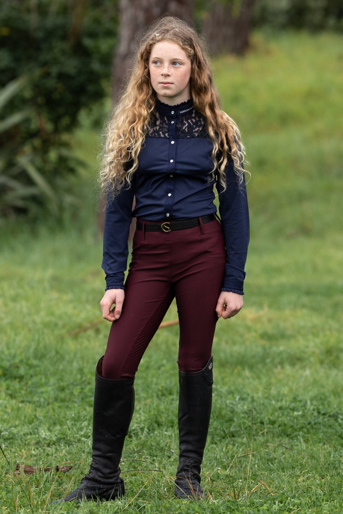 Red plain tights for kids Bordeaux 
